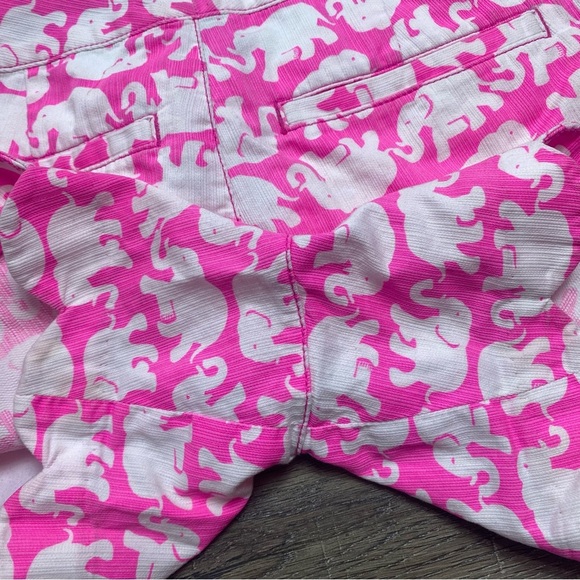 Lilly Pulitzer Scallop Hem Buttercup Shorts Pink Elephant Print Size 2 - Picture 7 of 10